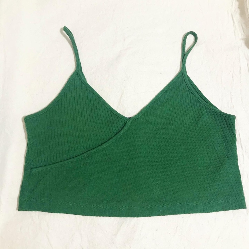 Green top shop crop top